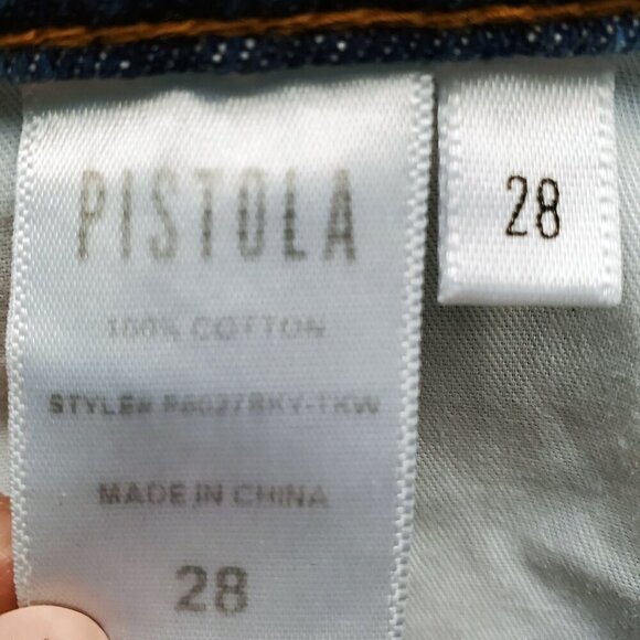 Pistola Distressed Button Fly Blue Jeans High Rise Slim Size 28 - Picture 9 of 16